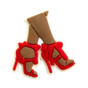 Croc Charm Girl Boss Red High Heels with Bows Sexy Legs
